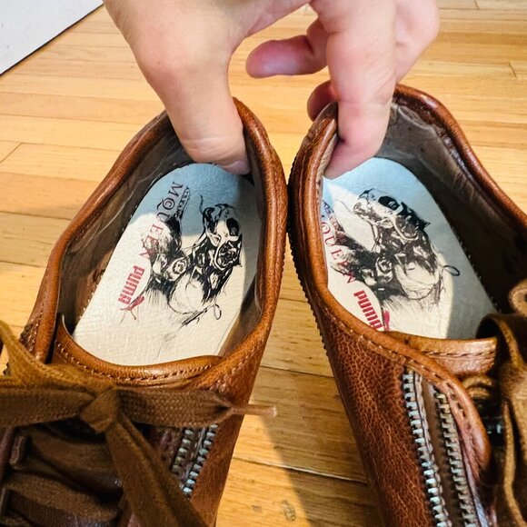 Alexander McQueen + Puma Brown Leather Sneakers Women's Size 9 - Picture 11 of 16